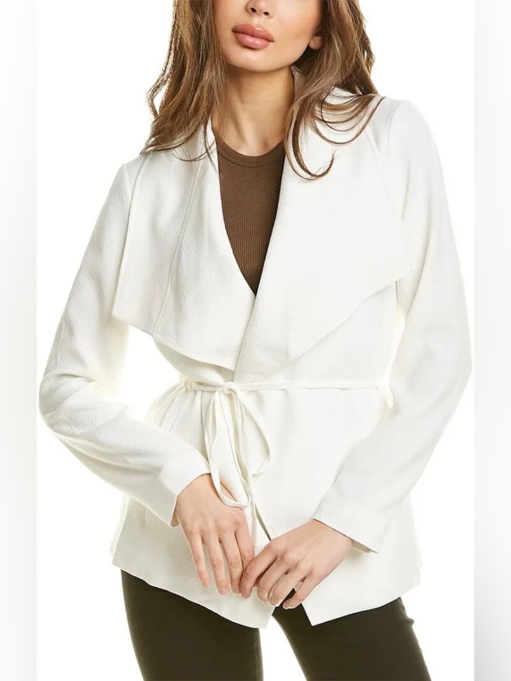 Club Monaco Cadee White Draped Tie Front Blazer Jacket Women’s Size Large